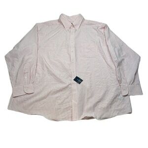 Club Room Traveler Dress Shirt Mens 3XL 19 34/35 Regular Fit Pink‎ Gingham NEW